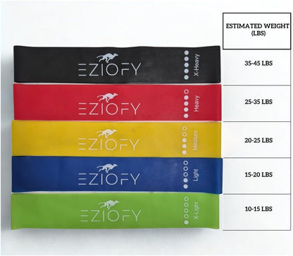 Resistance Bands Set of 5 – Natural Latex Loop Exercise Bands for Legs, Glutes & Full Body – 10–45 Lbs – Workout, Pilates, Physical Therapy – Includes Carry Bag