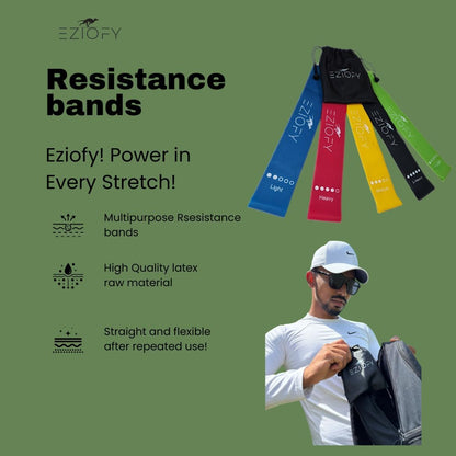 Resistance Bands Set of 5 – Natural Latex Loop Exercise Bands for Legs, Glutes & Full Body – 10–45 Lbs – Workout, Pilates, Physical Therapy – Includes Carry Bag