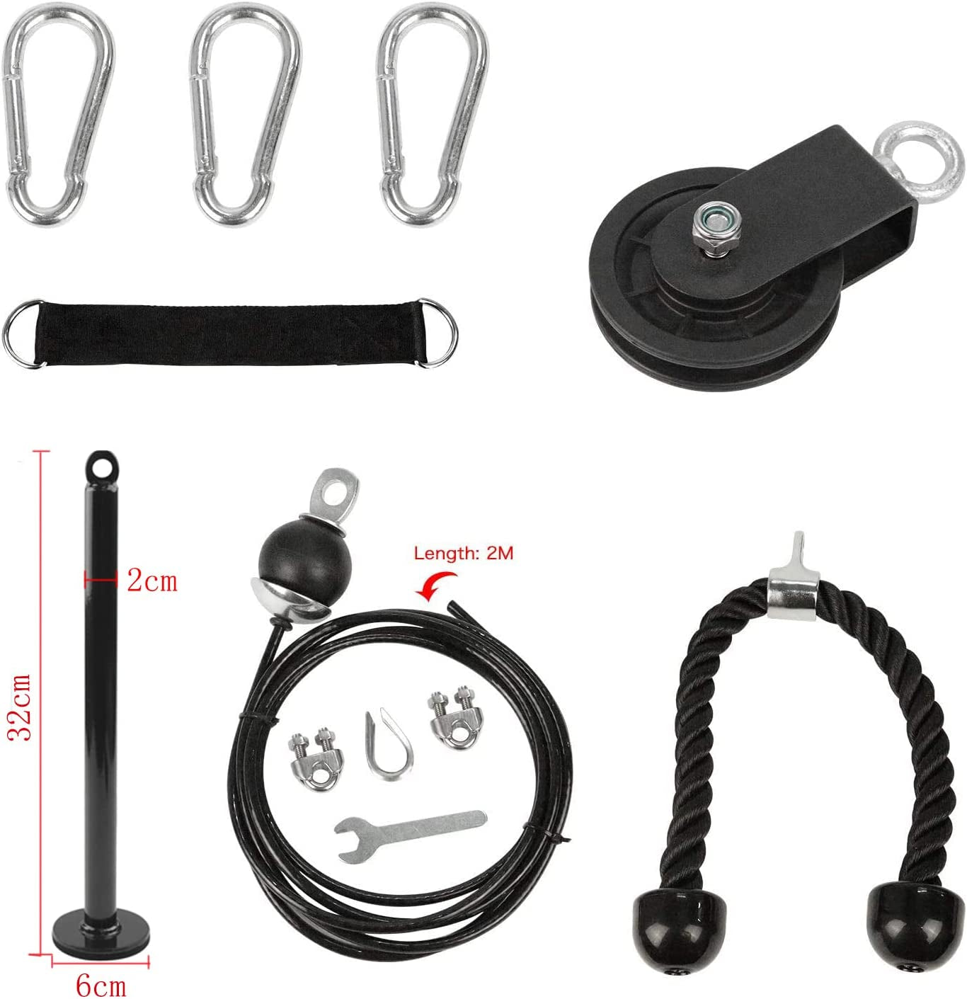 LAT Pull down and Lift Weight Pulley System Cable Machine Pulley Attachment for Triceps Pull Down, Biceps Curl, Back, Forearm, Shoulder Home Gym Equipment