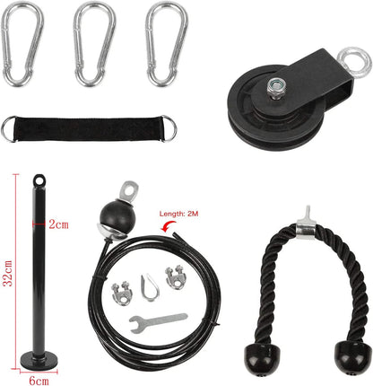 LAT Pull down and Lift Weight Pulley System Cable Machine Pulley Attachment for Triceps Pull Down, Biceps Curl, Back, Forearm, Shoulder Home Gym Equipment