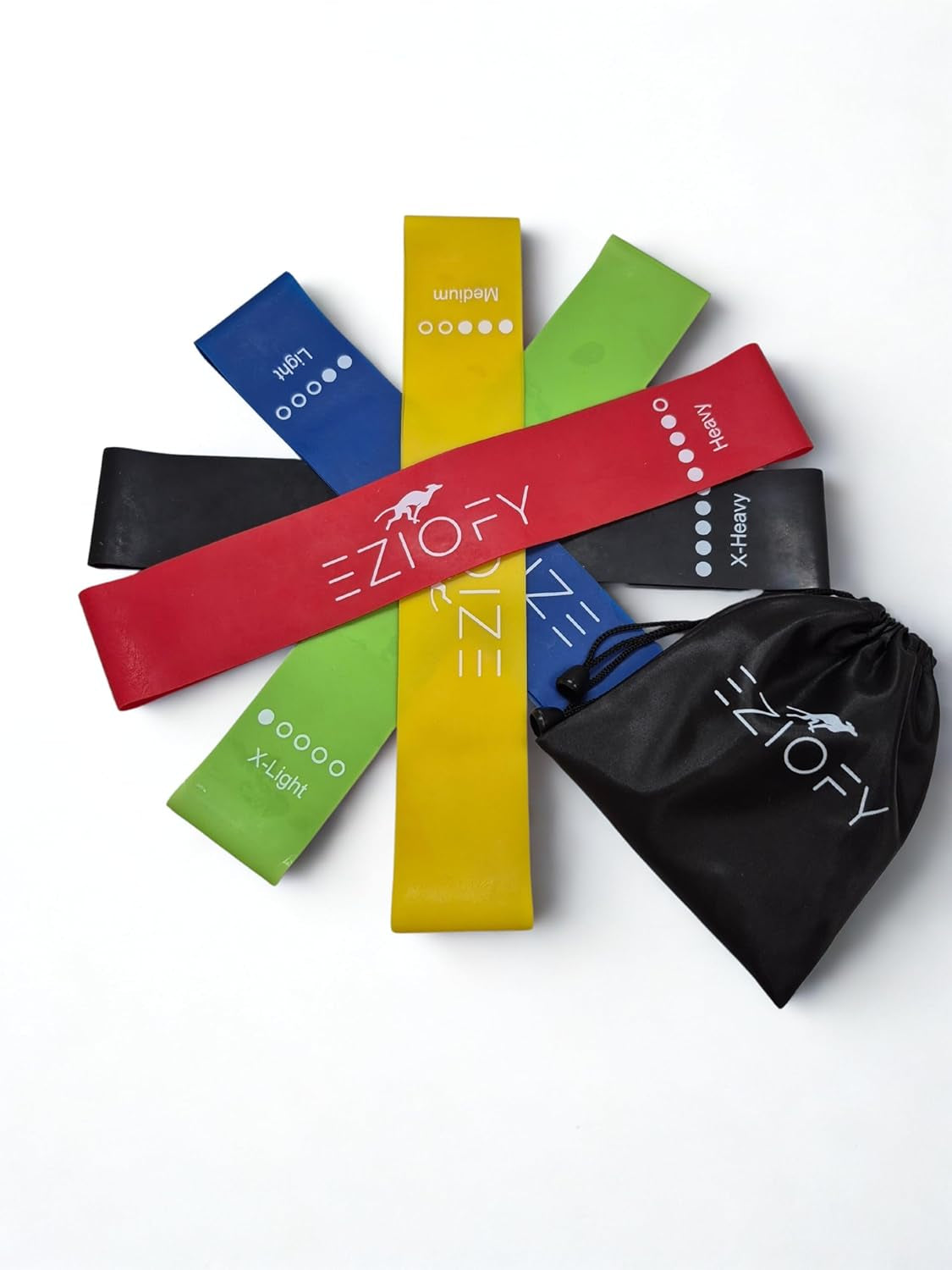 Resistance Bands Set of 5 – Natural Latex Loop Exercise Bands for Legs, Glutes & Full Body – 10–45 Lbs – Workout, Pilates, Physical Therapy – Includes Carry Bag