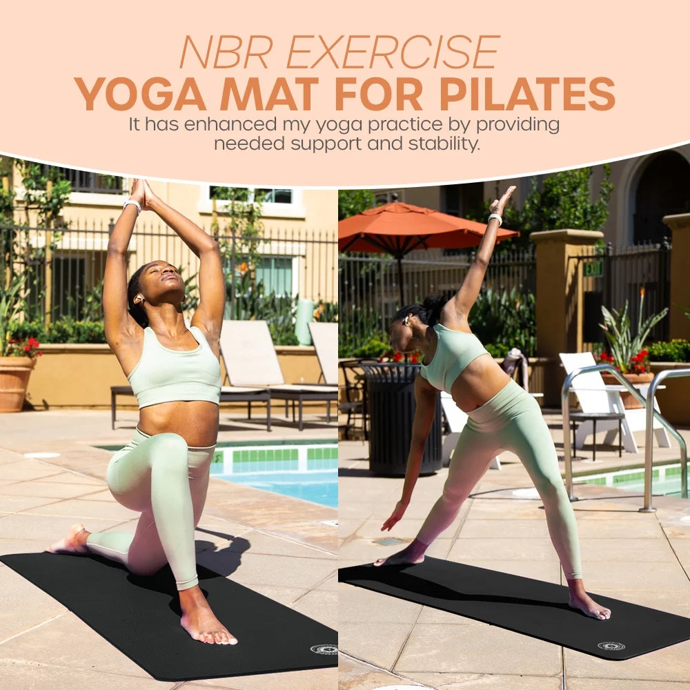 Yoga Mat 10 Mm Thickness with Carry Strap | Lightweight and Non Slip Yoga Mat for Pilates, Yoga | Free Ebook for Mat Workouts