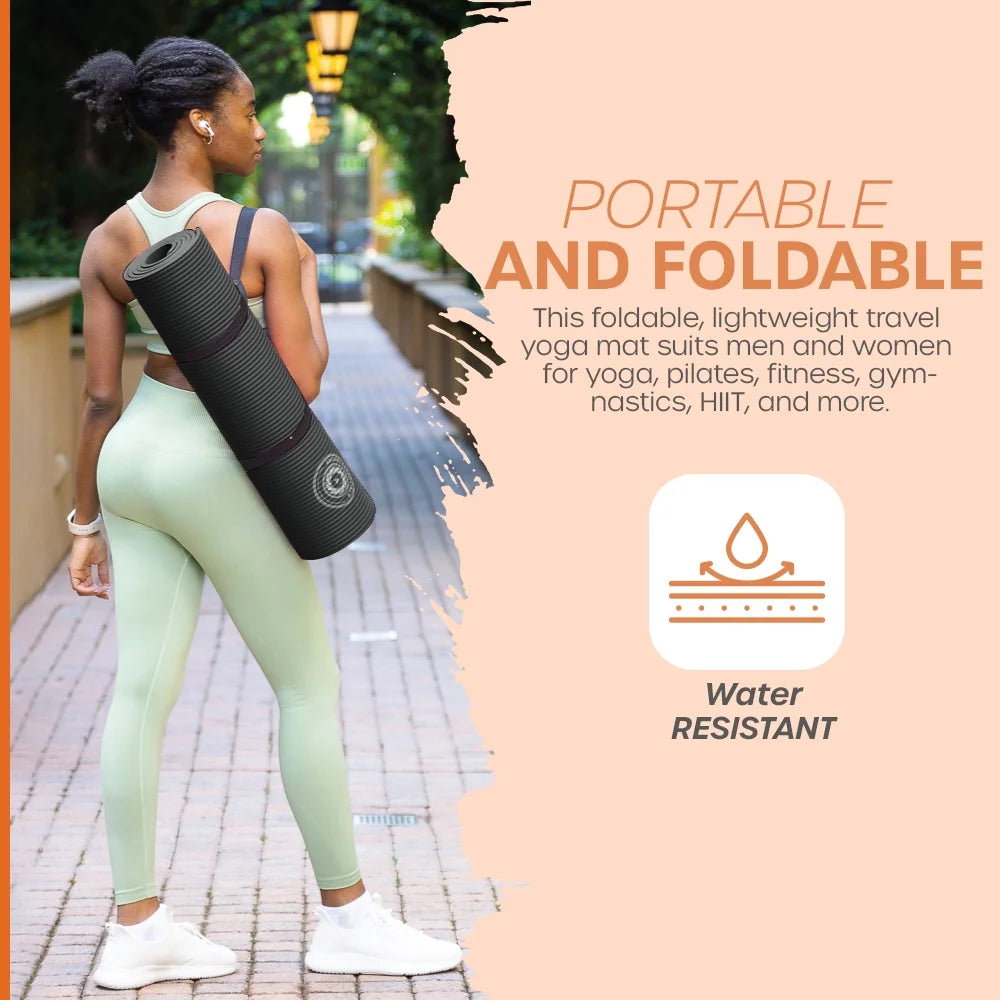 Yoga Mat 10 Mm Thickness with Carry Strap | Lightweight and Non Slip Yoga Mat for Pilates, Yoga | Free Ebook for Mat Workouts