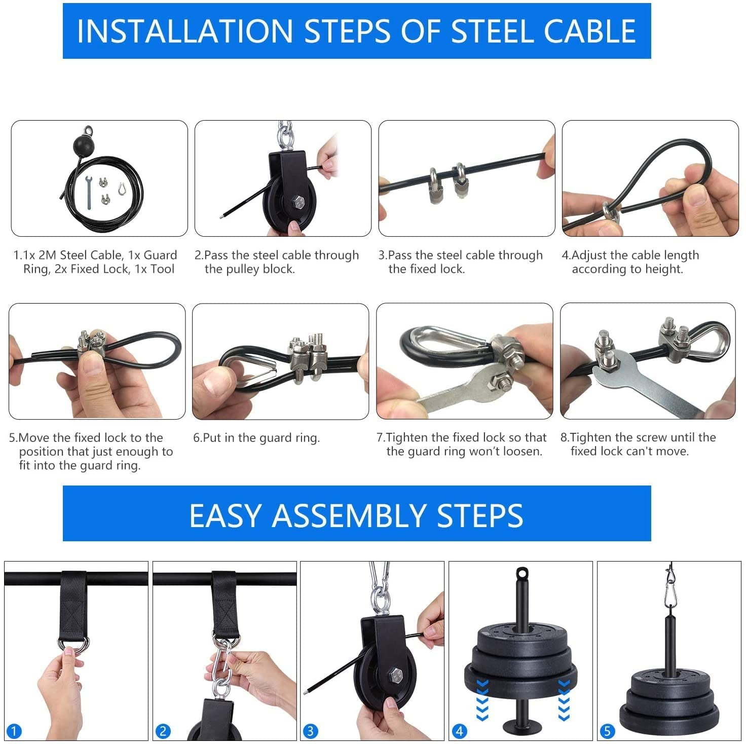 LAT Pull down and Lift Weight Pulley System Cable Machine Pulley Attachment for Triceps Pull Down, Biceps Curl, Back, Forearm, Shoulder Home Gym Equipment
