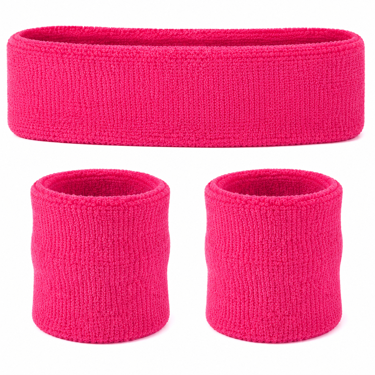 Sweatbands Set, Moisture Wicking 2 Wristbands and 1 Headband, Breathable Terry Cloth Athletic Bands for Basketball, Tennis, Yoga, Gym, Sweat Bands for Costumes and Cosplay